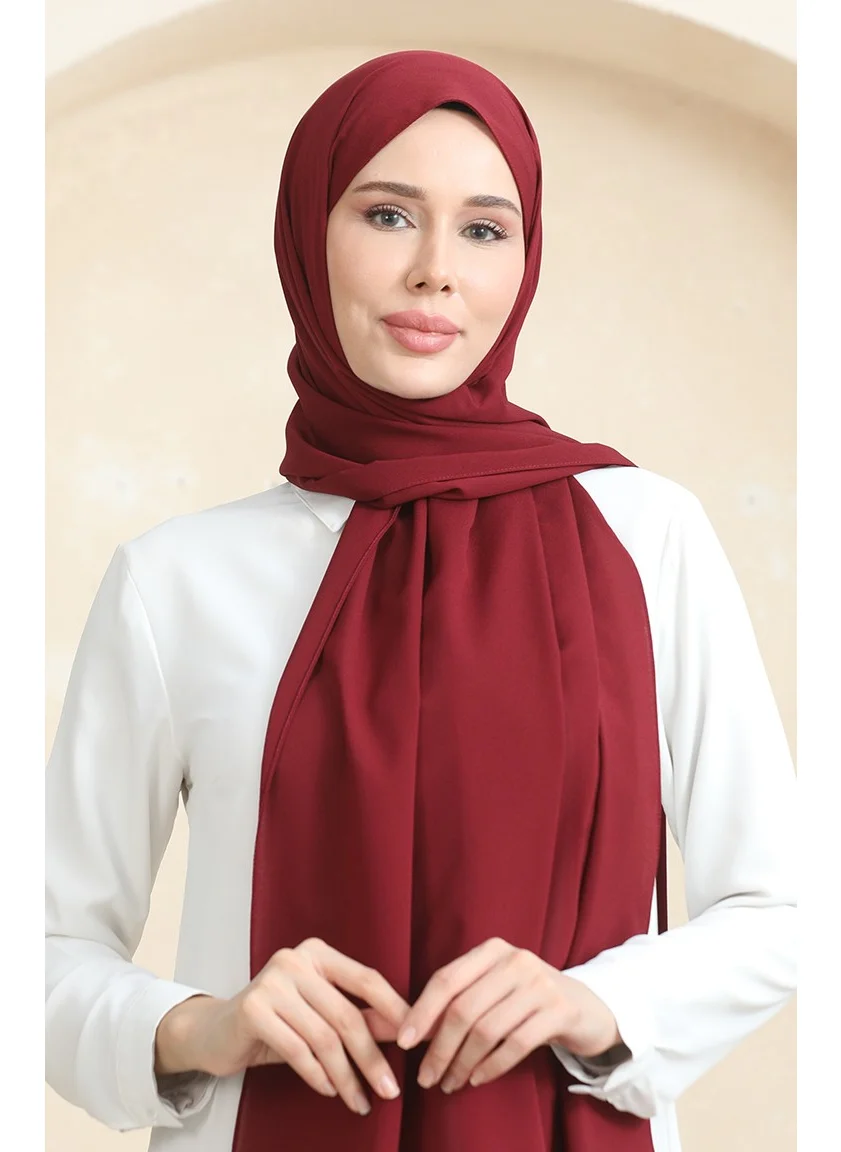 Sefa Merve Crepe Plain Shawl 81077-04 Claret Red