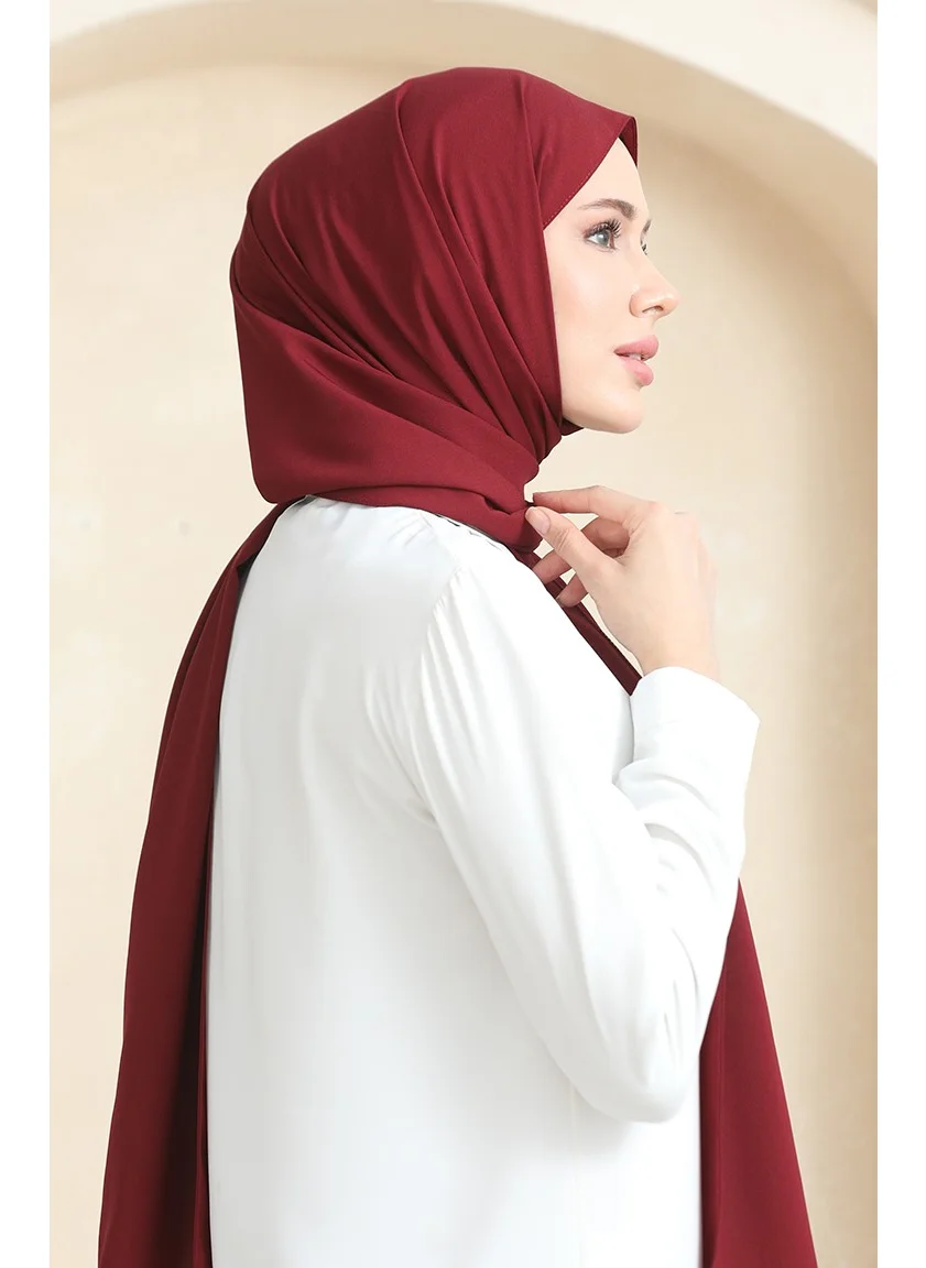 Sefa Merve Crepe Plain Shawl 81077-04 Claret Red