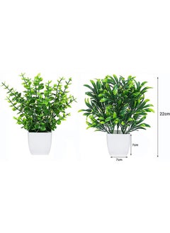 Garlo 2pcs Artificial Mini Potted Plants Fake Plastic Eucalyptus Leaves Plants for Home Office Desk Room Greenery Decoration.  - Image 2