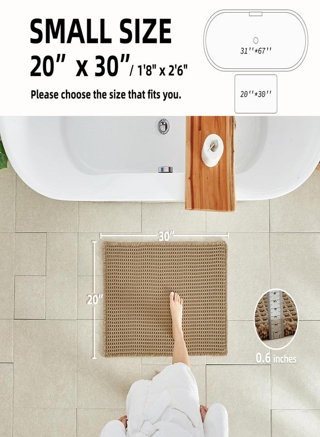 TYUU Waffle Bath Mat, Boho Bathroom Rugs Non Slip Washable Super Absorbent Quick Dry Farmhouse Bathroom Decor, 30"x20" Khaki - Image 2