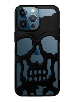 Blue Sky iPhone 15 Pro Case 3D Hollow Skull Breathable Phone Case Luxury Plating Colorful Matte Shockproof Cover Ultra Thin Full Surround Anti-Fall Case Black  - Image 1