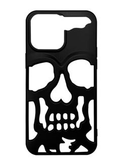 Blue Sky iPhone 15 Pro Case 3D Hollow Skull Breathable Phone Case Luxury Plating Colorful Matte Shockproof Cover Ultra Thin Full Surround Anti-Fall Case Black  - Image 2