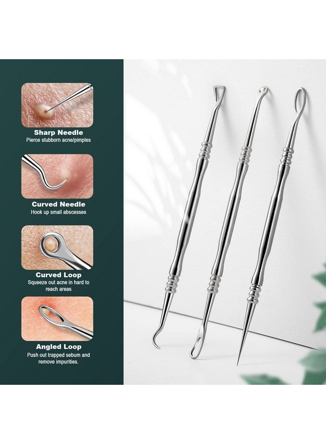 FVION Blackhead And Acne Extractor Kit Professional Pimple Popper Tool Kit Acne Tweezers And Blackhead Remover Tools For Face 6 Pcs Surgical Extractor Pimple Popping Tools - Image 3