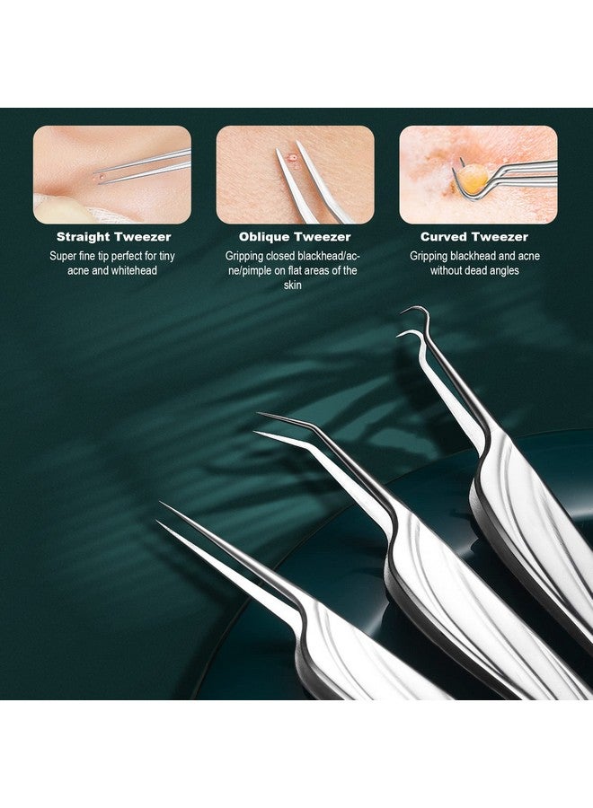 FVION Blackhead And Acne Extractor Kit Professional Pimple Popper Tool Kit Acne Tweezers And Blackhead Remover Tools For Face 6 Pcs Surgical Extractor Pimple Popping Tools - Image 4