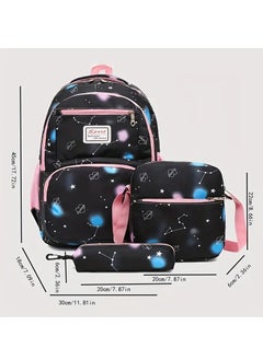 roaiss 3-Piece Backpack Set Simple Large-Capacity Carrying School Bag Shoulder Bag Pencil Bag Waterproof Fabric Light Texture  - Image 5