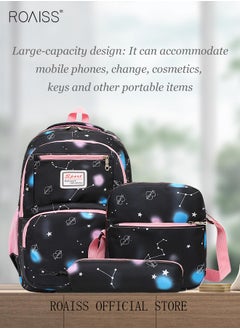 roaiss 3-Piece Backpack Set Simple Large-Capacity Carrying School Bag Shoulder Bag Pencil Bag Waterproof Fabric Light Texture  - Image 4