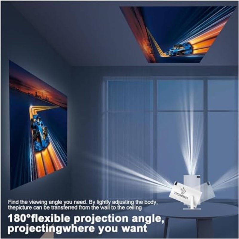 Smart HD Projector with Android, 120 ANSI Lumens, 180° Rotatable Design 4K Portable Projector, WiFi and Bluetooth Projector, 130 Inch Display, Big screen Experience With 360 Sound - Image 4