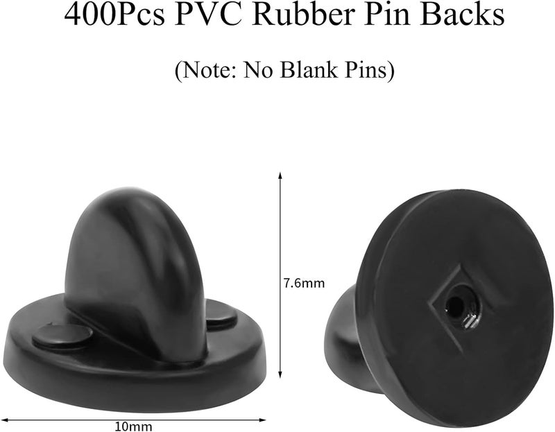 Heliltd 400pcs PVC Rubber Pin Backs Butterfly Clutch Pins Backing Keepers Replacement for Uniform Badges Backing Holder Clasp Lapel Pin Enamel Pins - Image 2