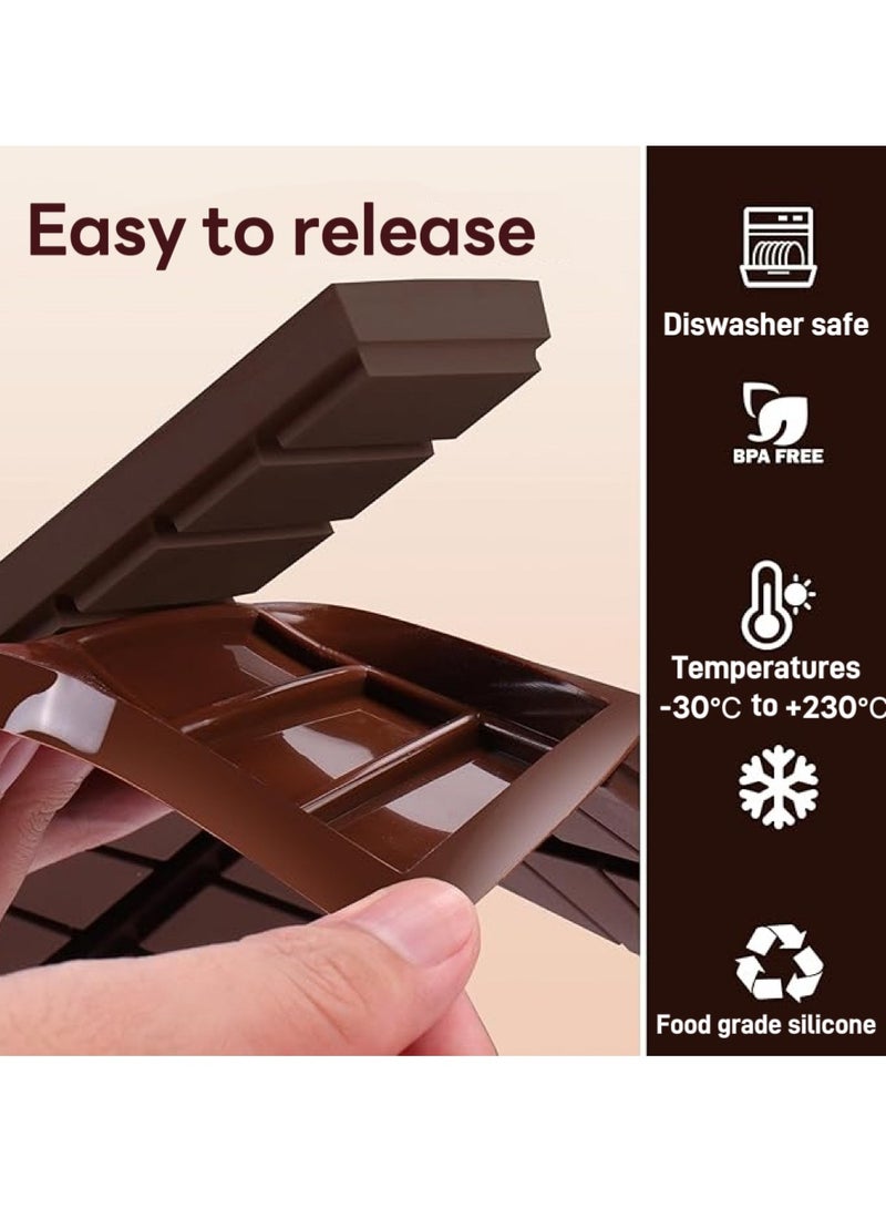 متجر الفرح مجموعة من 3 قطع من قوالب الشوكولاتة المصنوعة من السيليكون العميق، مع أكياس ومكشطة، قالب شوكولاتة سميك للبار المحشو، قالب شوكولاتة سيليكون لحشو بار شوكولاتة الكنافة والفستق - Image 3