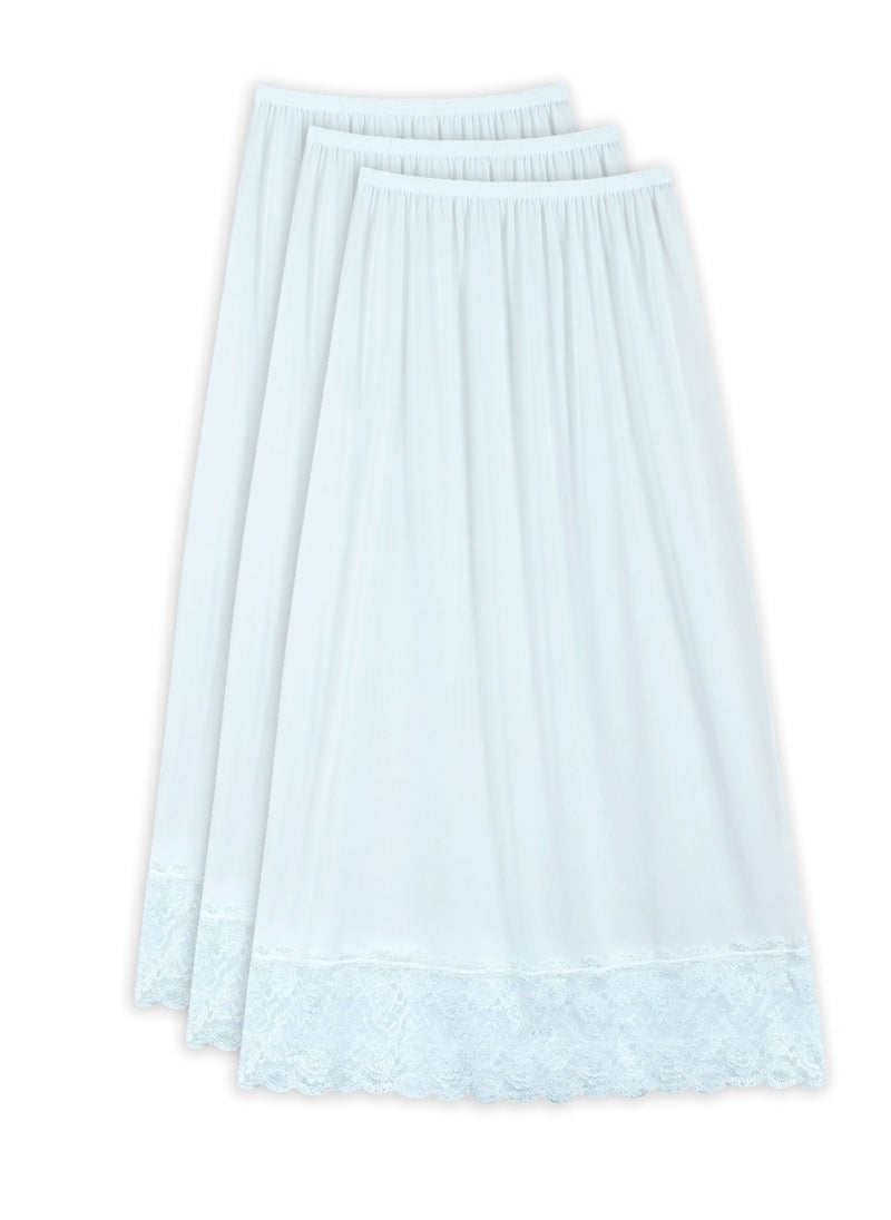 City Rose - 3 - Pieces Full Length Soft inner Skirt with Elasticised Waistband and Big Dantel Women white - Image 1