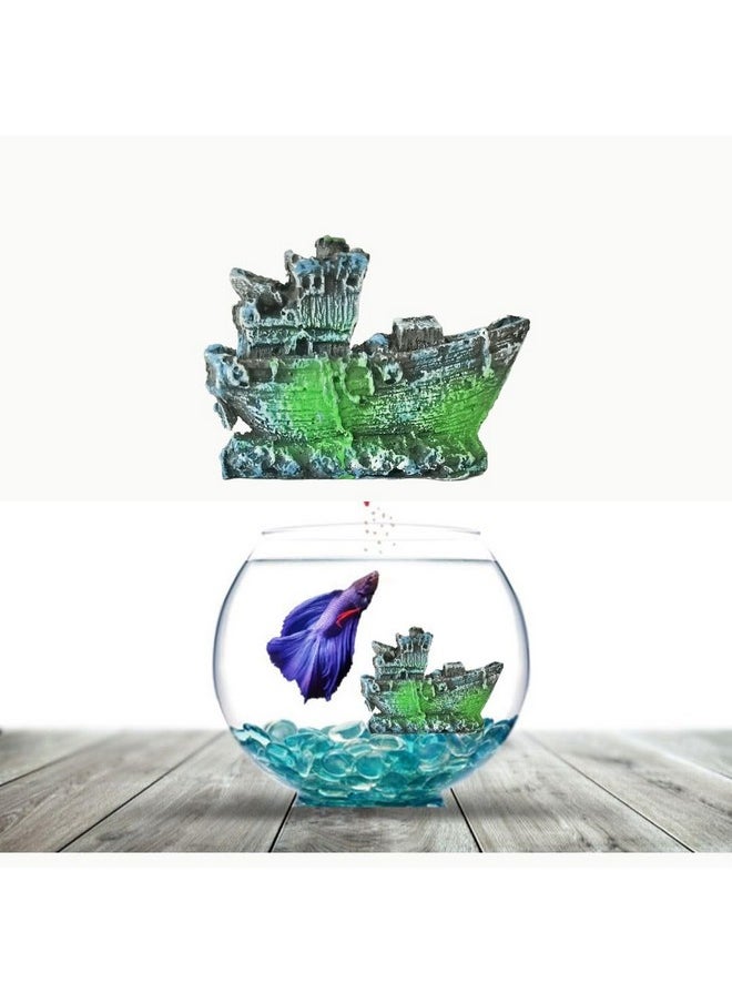VAYINATO - Aquarium Shipwreck Decorations Fish Tank Artificial Ornamnets | Sunken Ship Decorations | Fish Tank Landscaping | Natural Look (7 * 5 * 1 Cm) By Petzlifeworld - Image 1
