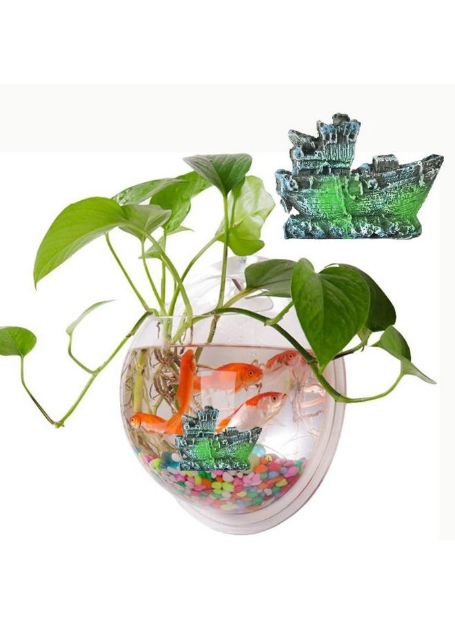 VAYINATO - Aquarium Shipwreck Decorations Fish Tank Artificial Ornamnets | Sunken Ship Decorations | Fish Tank Landscaping | Natural Look (7 * 5 * 1 Cm) By Petzlifeworld - Image 1