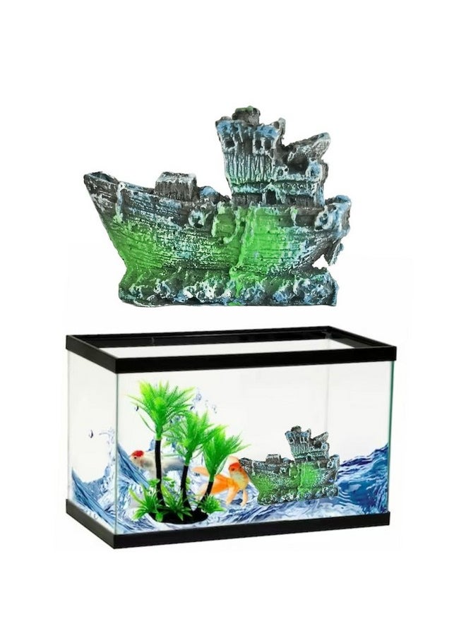 VAYINATO - Aquarium Shipwreck Decorations Fish Tank Artificial Ornamnets | Sunken Ship Decorations | Fish Tank Landscaping | Natural Look (7 * 5 * 1 Cm) By Petzlifeworld - Image 1