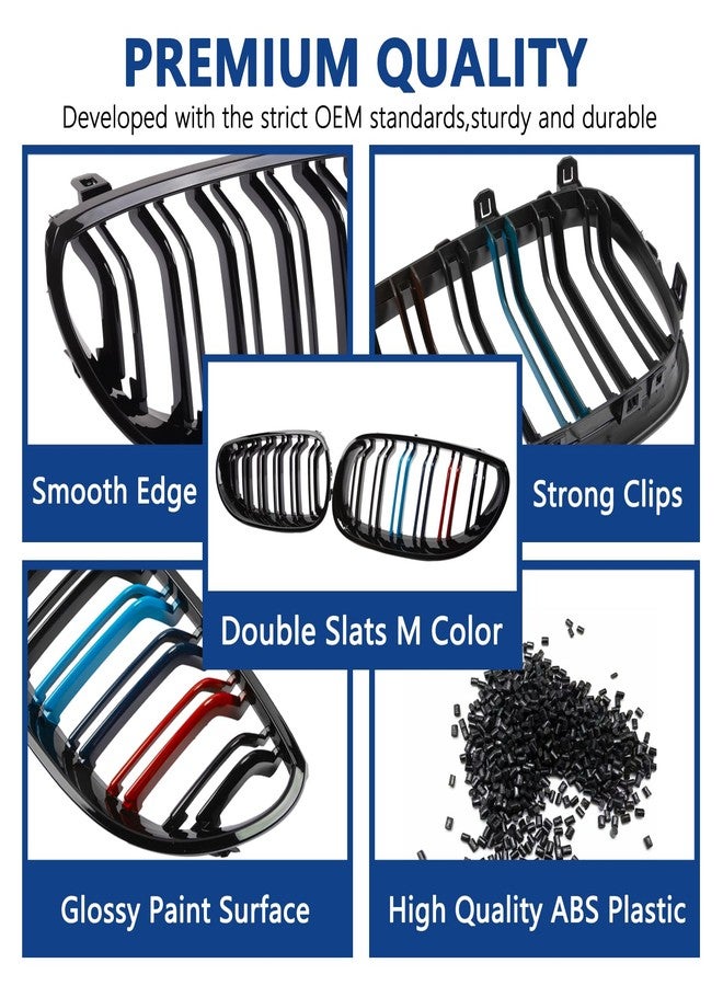 DEKEWEI E60 Grill,Double Slats M Color Grille Compatible with BMW 2004-2009 5 Series E60 E61 M5 520i 523i 525i 528i 530i 535i 550i ABS Kidney Grill - Image 5