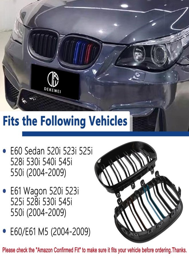 DEKEWEI E60 Grill,Double Slats M Color Grille Compatible with BMW 2004-2009 5 Series E60 E61 M5 520i 523i 525i 528i 530i 535i 550i ABS Kidney Grill - Image 4