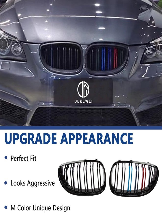 DEKEWEI E60 Grill,Double Slats M Color Grille Compatible with BMW 2004-2009 5 Series E60 E61 M5 520i 523i 525i 528i 530i 535i 550i ABS Kidney Grill - Image 2