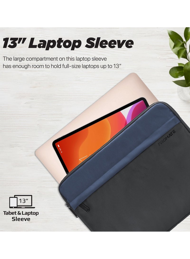 بروميت Promate Laptop Sleeve, Lightweight 13-inch Laptop and Tablet Protective Case with Secure Zipper, Water-Resistance, Front Storage Pocket and Padded Interior for MacBook Air, iPad Air, Dell XPS 13 Black - Image 3