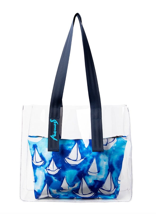 Anemoss - Clear Tote Bag Clutch Purse Combo, Large Beach Bag, Waterproof Beach Tote, Transparent See Through Clear Bags for Women, Carrying to Beach, Pool, Shopping and Travel, Made in Turkey - Image 1