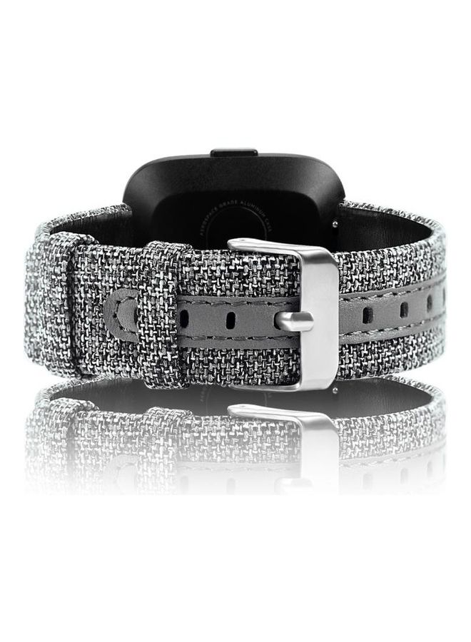 بي جي إم سوار كاجوال بديل من الجلد وقماش الكانفاس، مناسب لساعة فيتبيت فيرسا. رمادي - Image 3