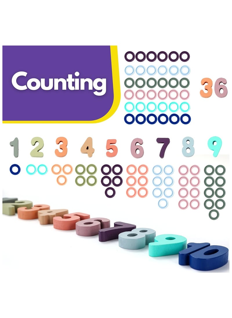 null - Toddler Montessori Toys Teaches Number, Counting, Math, Stacking Fun Preschool Learning Activates for Boy and Girl | 1 Year Old Boy Gifts and Beyond! (Macaron) - Image 1