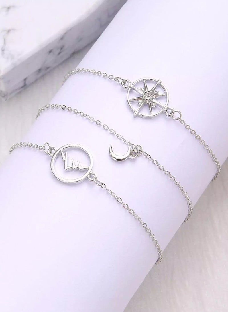 Moon & Circle Detail Bracelet Set 3pcs  - Image 2