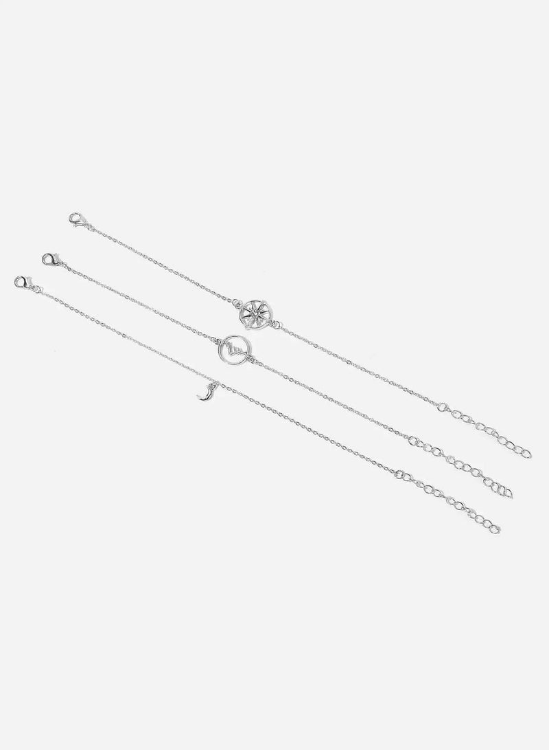 Moon & Circle Detail Bracelet Set 3pcs  - Image 3