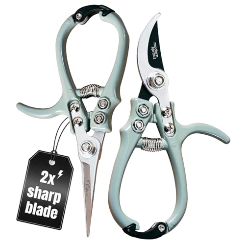 Modern Sprout Hand Pruners & Shears Set with Blister Pack - Lightweight Gardening Tools with Easy Lock - Sharp Carbon Steel Blades -Rust Resistant Scissors for Herbs, Flowers - Sage - Image 1