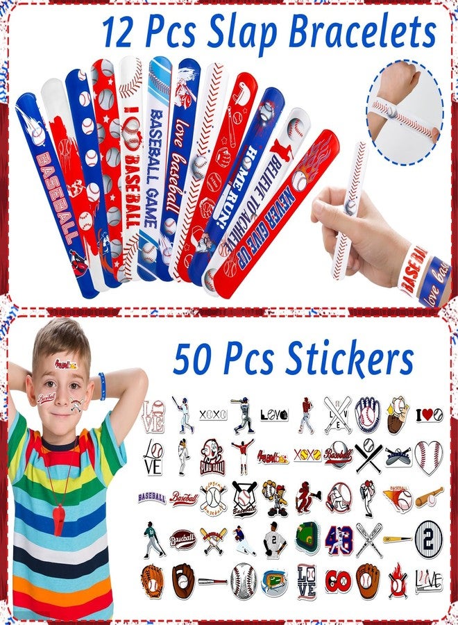 Japior 170 Pcs Baseball Party Favors Party Supplies Contains Baseball Goodie Bags Cups Straw Stickers Foam Baseballs Bracelets Keychains Thank You Tags - Ideal Baseball Birthday Party Supplies for Team - Image 5