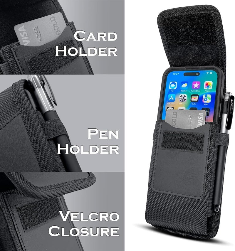 REDUCK Men’s XXL Mobile Purse Holster – Waist Belt Clip Pouch and Nylon Cell Phone Case with Card Holder – Durable Mobile Phone Bag for Convenience and Security - Image 2
