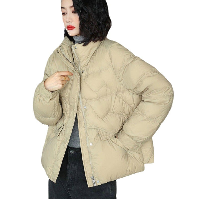 Elegant Puffer Jacket Womens High-end White Winter Coat Ivory White