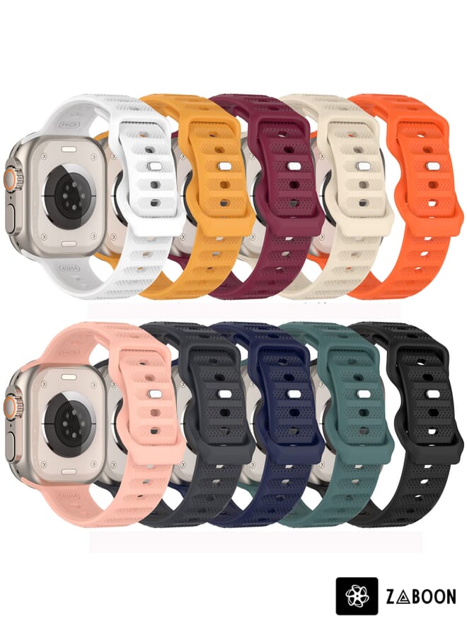 Zaboon Apple Watch SE 44mm Reverse Buckle Dot Texture Silicone Watch Band - Image 5