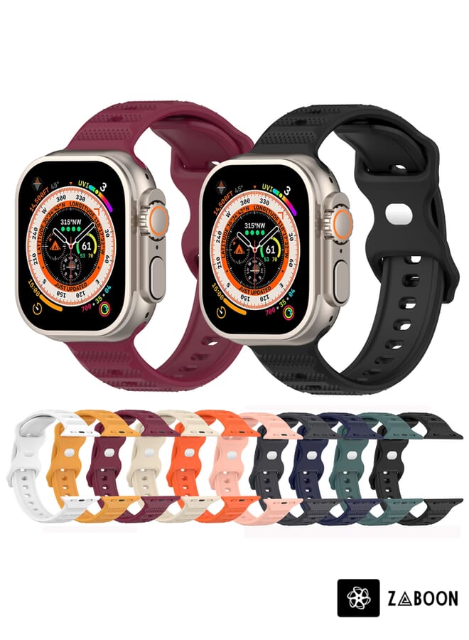 Zaboon Apple Watch SE 44mm Reverse Buckle Dot Texture Silicone Watch Band - Image 3