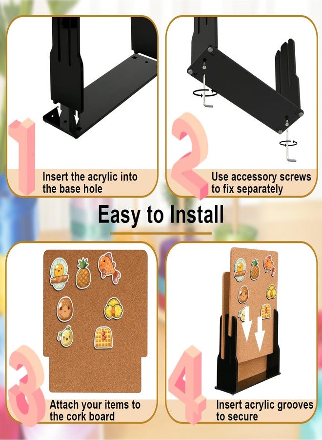 Homakover Cork Enamel Pin Display Stand with Acrylic Base, Tabletop Pin Organizer Display Storage, Brooch Pin Holder, Pin Display Holder for Award Badges Pins Collectible with 2 Pages, Hold Up To 150 Pins - Image 3