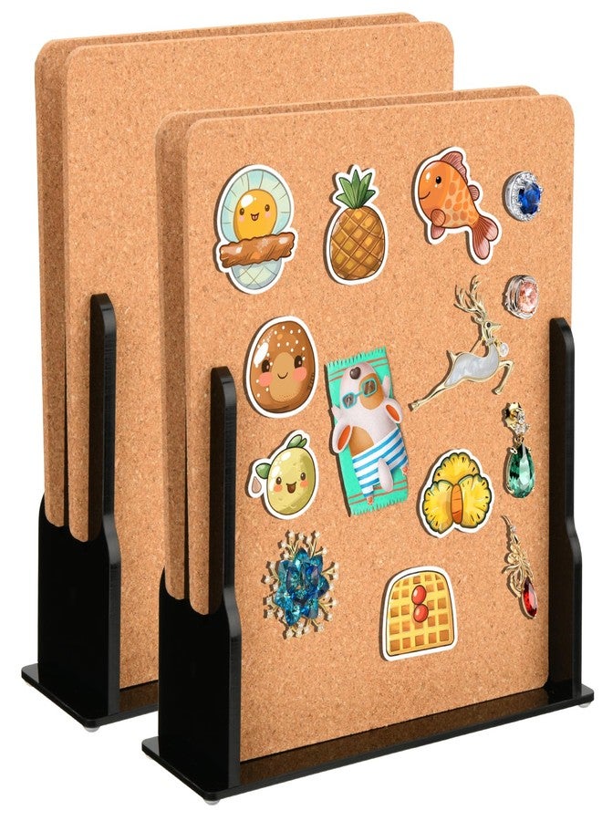 Homakover Cork Enamel Pin Display Stand with Acrylic Base, Tabletop Pin Organizer Display Storage, Brooch Pin Holder, Pin Display Holder for Award Badges Pins Collectible with 2 Pages, Hold Up To 150 Pins - Image 1