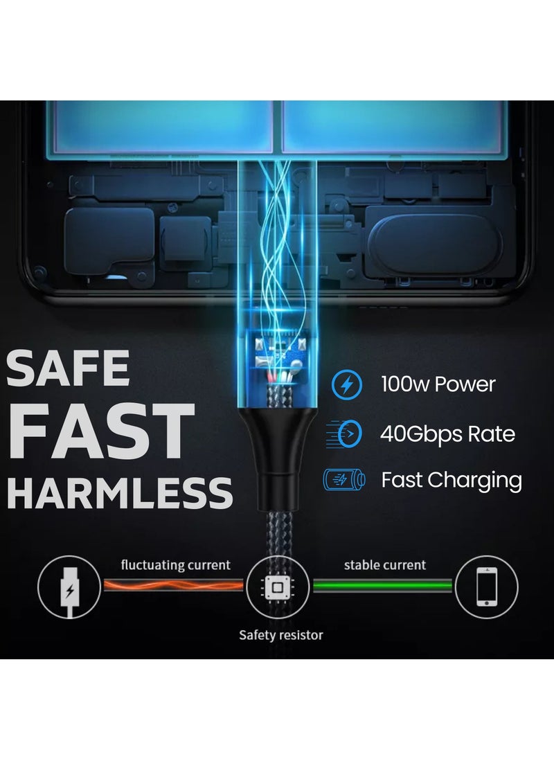 BLUE OCEAN - USB4 Cable 2.6Ft, BLUE OCEAN 100W Charging USB C to USB C Cable, USB Type C Cable 40Gbps and 8K/5K@60Hz Video, Compatible with Thunderbolt 4 3, Type-C MacBook, iPad, Galaxy S22, Android - Image 1