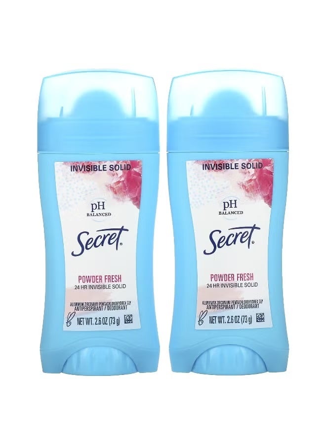 سيكريت، مزيل عرق/مضاد للتعرق صلب غير مرئي، متوازن درجة الحموضة، برائحة البودرة المنعشة، عبوة مزدوجة، 2.6 أونصة (73 غرام) لكل عبوة
