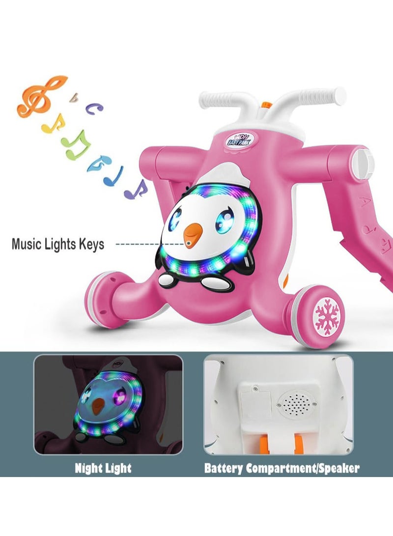 شو وو مشاية أطفال 3 في 1، سكوتر أطفال، لوح تزلج أطفال، مشاية أطفال قابلة للدفع، لعبة تعليمية موسيقية، ألعاب تعليمية مبكرة، دراجة أطفال يمكن تجميعها كسكوتر/دراجة نارية/مركز أنشطة - Image 2