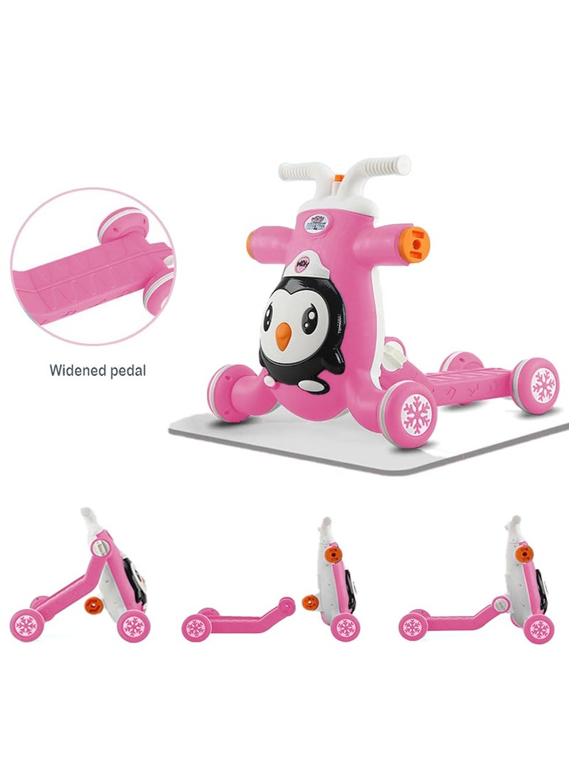 شو وو مشاية أطفال 3 في 1، سكوتر أطفال، لوح تزلج أطفال، مشاية أطفال قابلة للدفع، لعبة تعليمية موسيقية، ألعاب تعليمية مبكرة، دراجة أطفال يمكن تجميعها كسكوتر/دراجة نارية/مركز أنشطة - Image 4