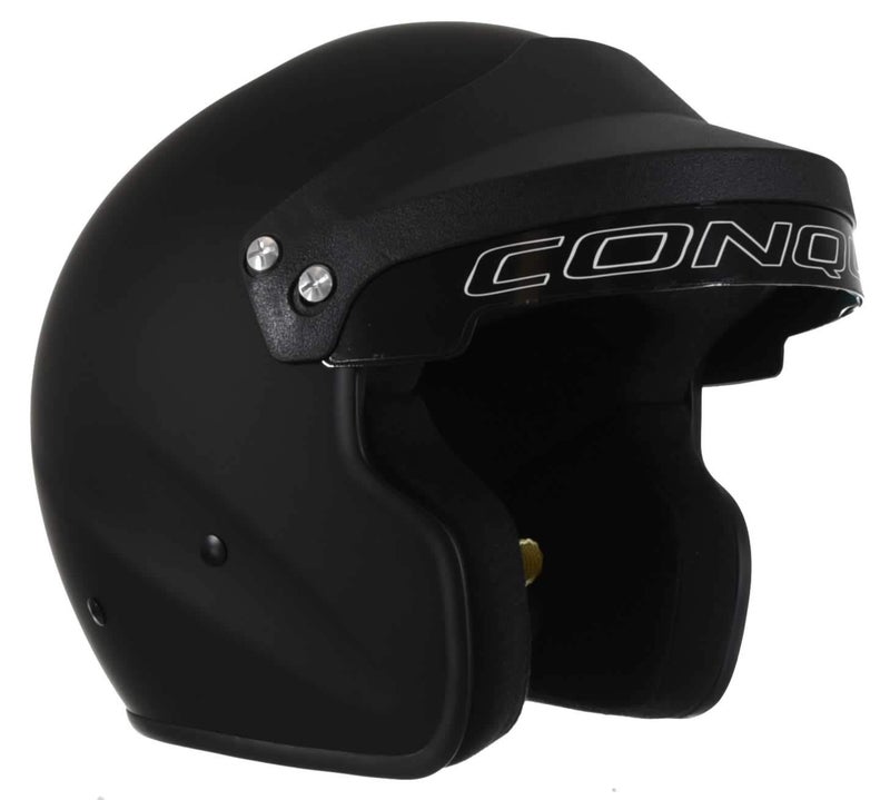 Conquer Snell SA2020 Approved Open Face Auto Racing Race Car Helmet - Adult | Men | Women | Youth - ( Black / White / Silver ) - Image 1