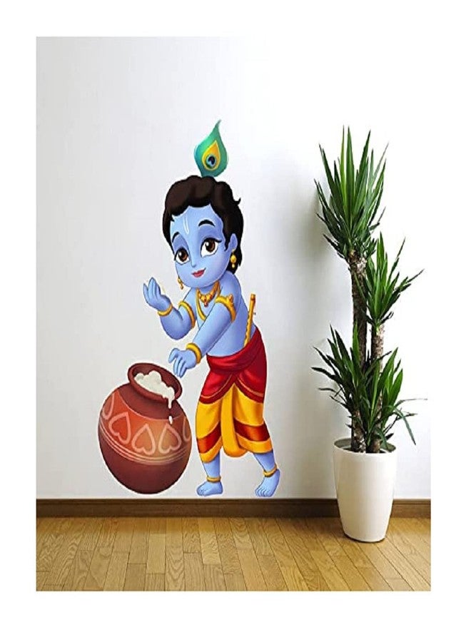 Decals Creation ملصق حائط من مادة PVC بتصميم كريشنا الهندوسي لغرفة المعيشة، غرفة النوم، غرفة الأطفال (متعدد الألوان، الحجم - 33 سم × 50 سم) - Image 2