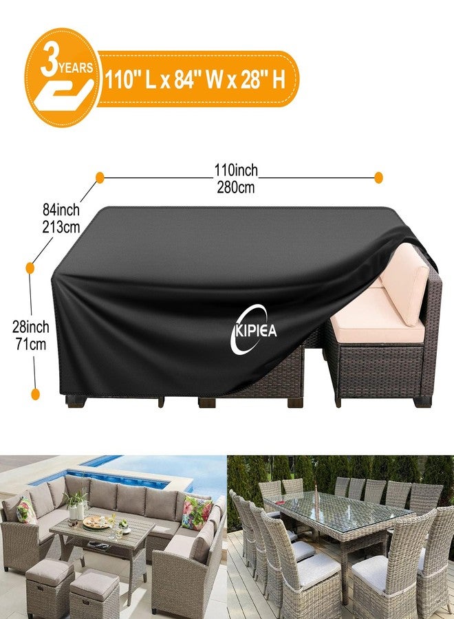 Kipiea Outdoor Patio Furniture Set Covers, Rectangular Furniture Table and Chair Cover with 4 Windproof Buckles, No Tears Anti UV No Fading, 110" L x 84" W x 28" H - Image 2