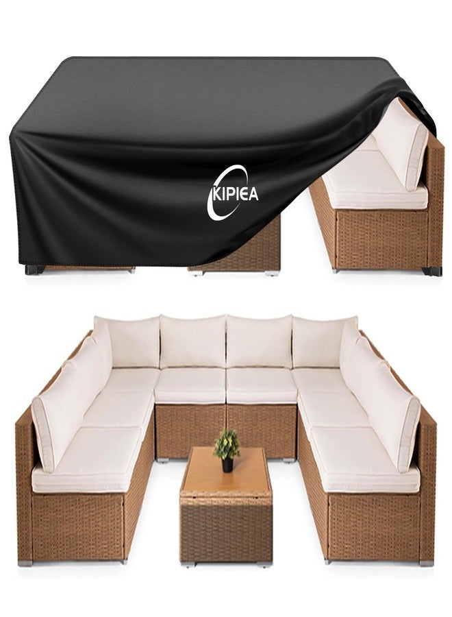 Kipiea Outdoor Patio Furniture Set Covers, Rectangular Furniture Table and Chair Cover with 4 Windproof Buckles, No Tears Anti UV No Fading, 110" L x 84" W x 28" H - Image 1