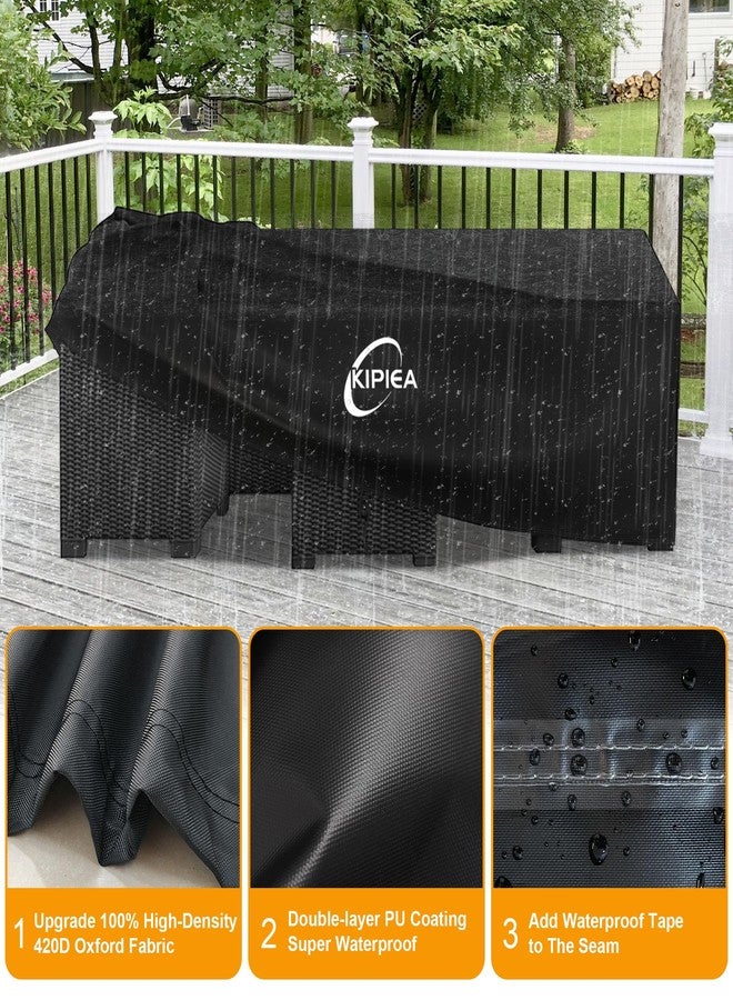 Kipiea Outdoor Patio Furniture Set Covers, Rectangular Furniture Table and Chair Cover with 4 Windproof Buckles, No Tears Anti UV No Fading, 110" L x 84" W x 28" H - Image 3