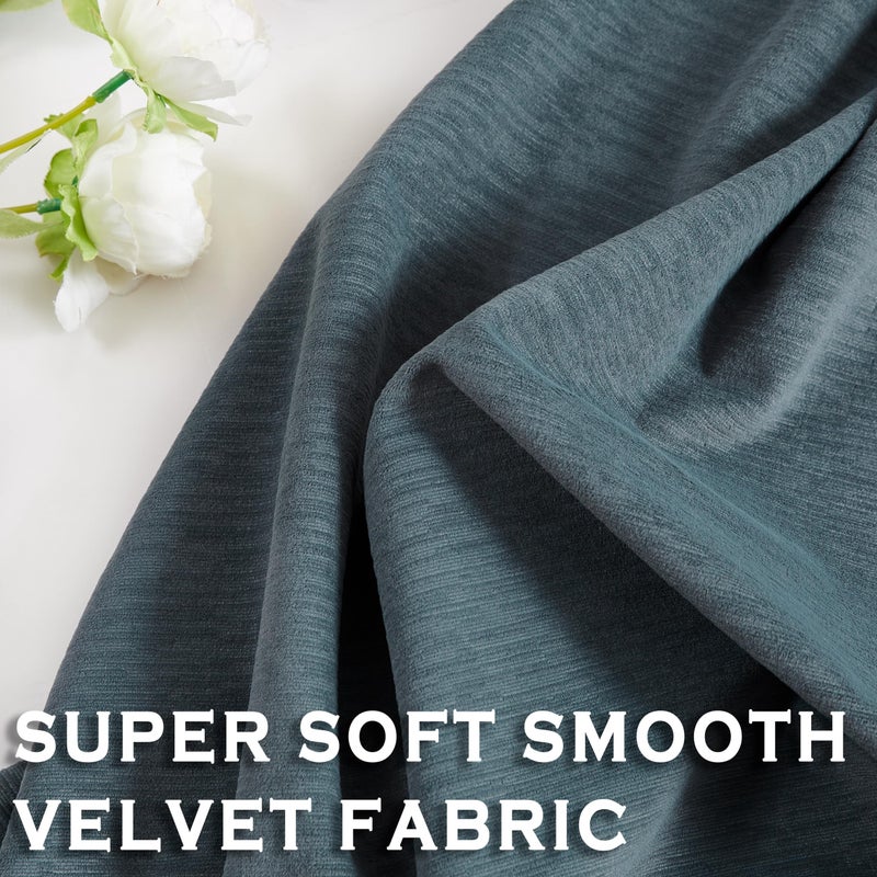 Kayne Studio Back Tab Velvet Pinch Pleated Curtains 84 Inch Long Room Darkening Thermal Insulated Noise Reducing Window Treatments Drapes for Living Room  Storm Blue 22 Hooks 2 Panels 38"" x 84"" - Image 5