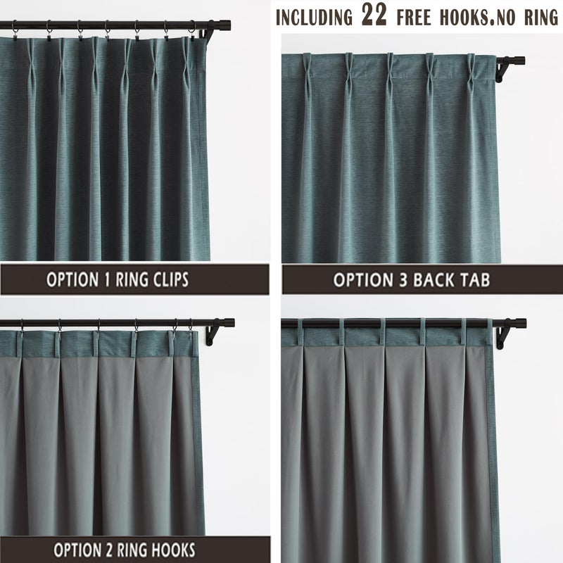 Kayne Studio Back Tab Velvet Pinch Pleated Curtains 84 Inch Long Room Darkening Thermal Insulated Noise Reducing Window Treatments Drapes for Living Room  Storm Blue 22 Hooks 2 Panels 38"" x 84"" - Image 3