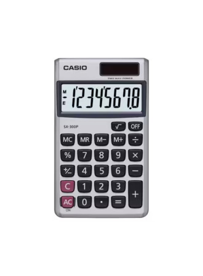 Casio SX-300P 8-Digit Desktop Calculator with Large Display, Dual Power, Tax Calculation & Professional Business Functions black