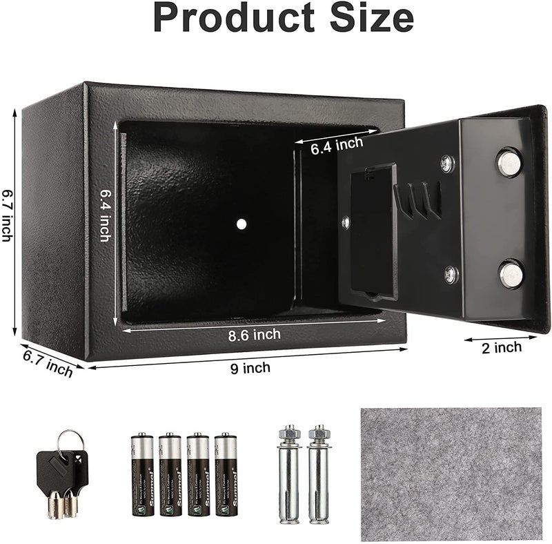 Overa Safebox For Home High Security Steel small home Office Digital Electronic Safe Box with Two Keys Small Value Safe with Digital Keypad for Extra Security - Image 2