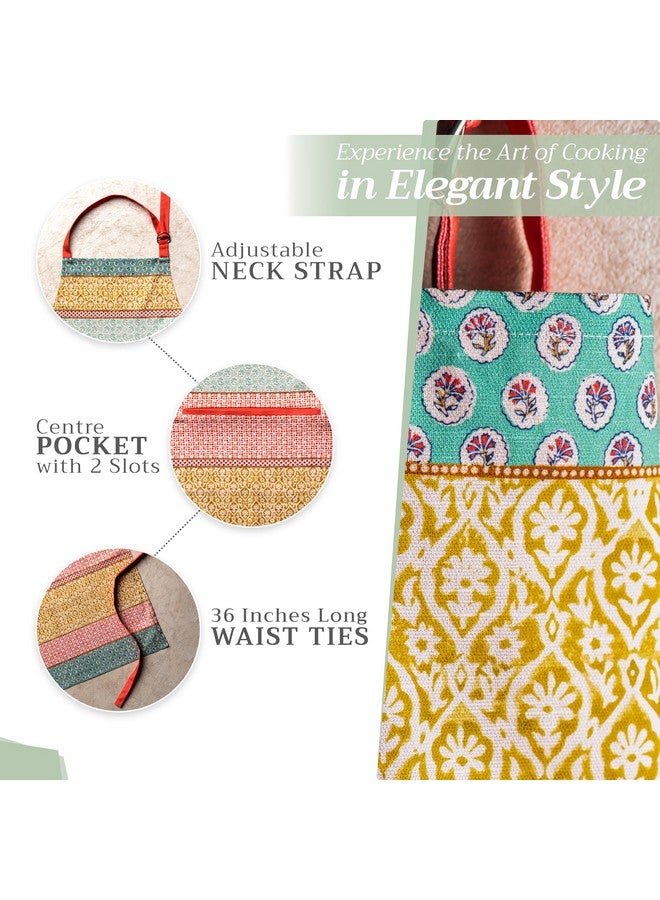 Maison d' Hermine Apron for women with Pocket 100% Cotton 27.50"x31.50" 1 Piece Adjustable Neck Strap & long ties Apron Men, Chef, Wedding, Cooking, Gardening, Server Spring/Summer (Provence) - Image 5