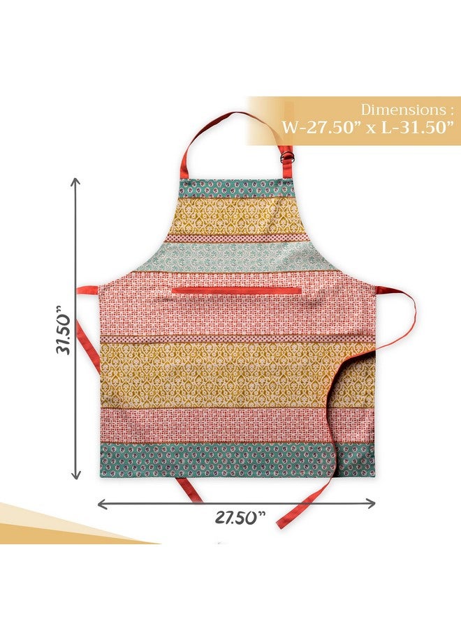 Maison d' Hermine Apron for women with Pocket 100% Cotton 27.50"x31.50" 1 Piece Adjustable Neck Strap & long ties Apron Men, Chef, Wedding, Cooking, Gardening, Server Spring/Summer (Provence) - Image 4