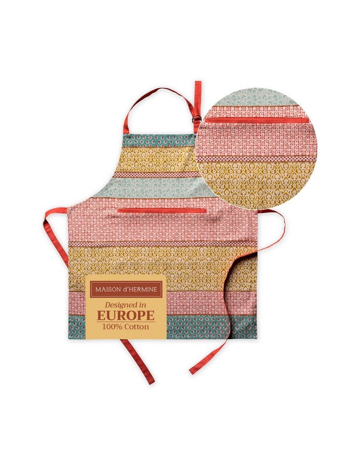 Maison d' Hermine Apron for women with Pocket 100% Cotton 27.50"x31.50" 1 Piece Adjustable Neck Strap & long ties Apron Men, Chef, Wedding, Cooking, Gardening, Server Spring/Summer (Provence) - Image 1